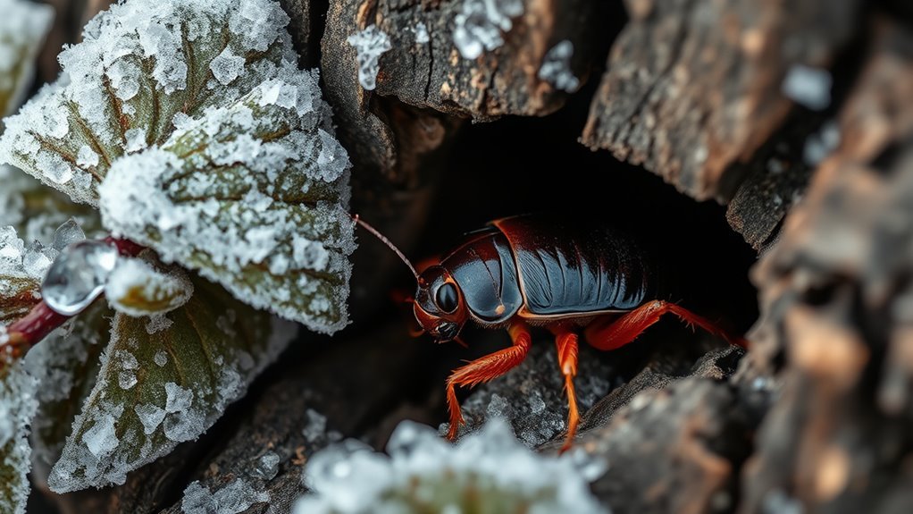 cockroaches hibernate indoors