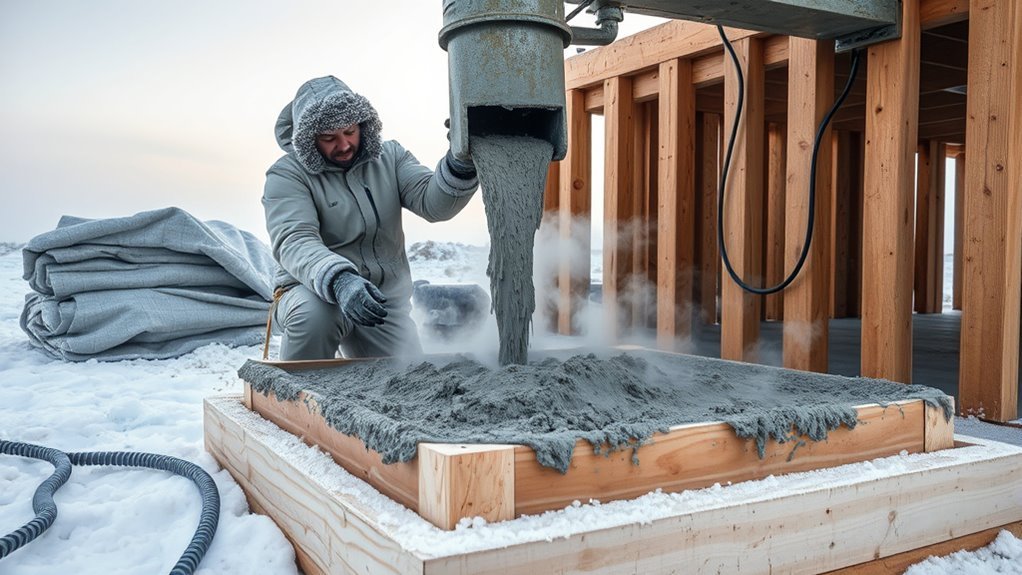 concrete cures slowly in cold