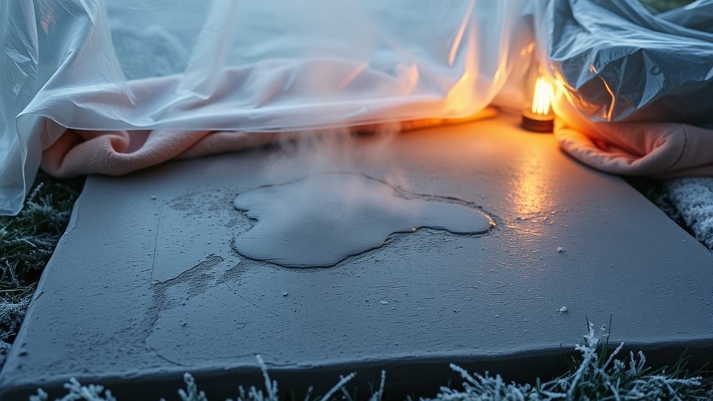 freezing halts concrete curing