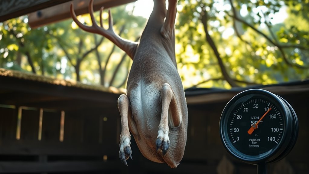 ideal deer hanging temperature