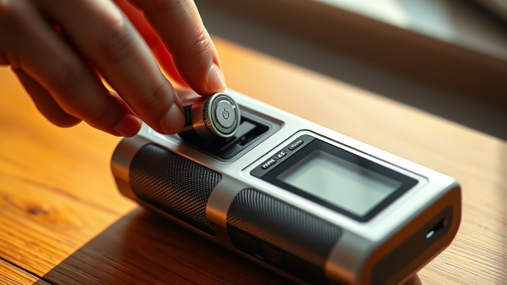 insert batteries and power on