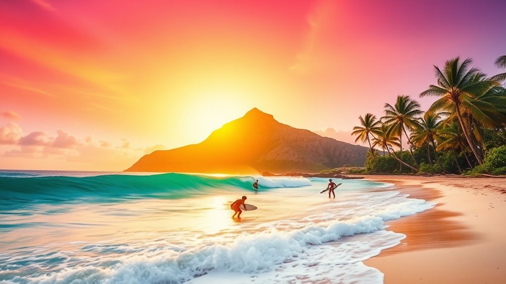 oahu tropical beaches surfing