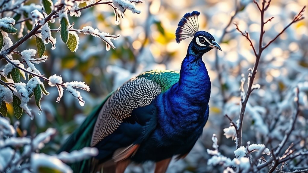 peacocks adapt to cold