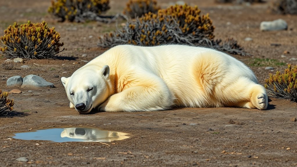 polar bears seek shade cooling