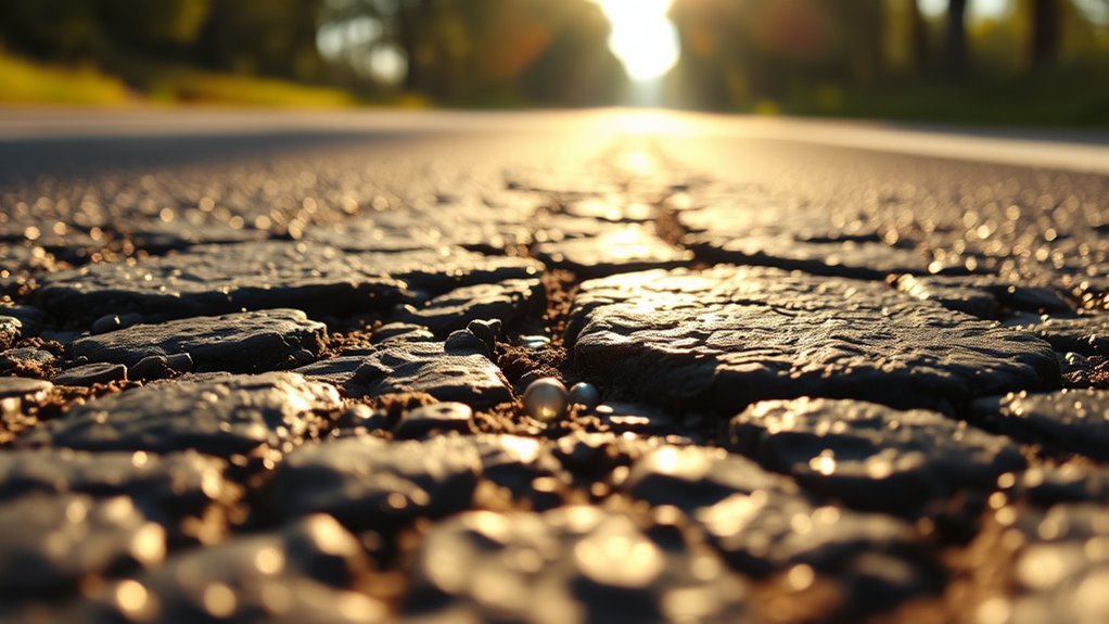 road tar melts and becomes sticky