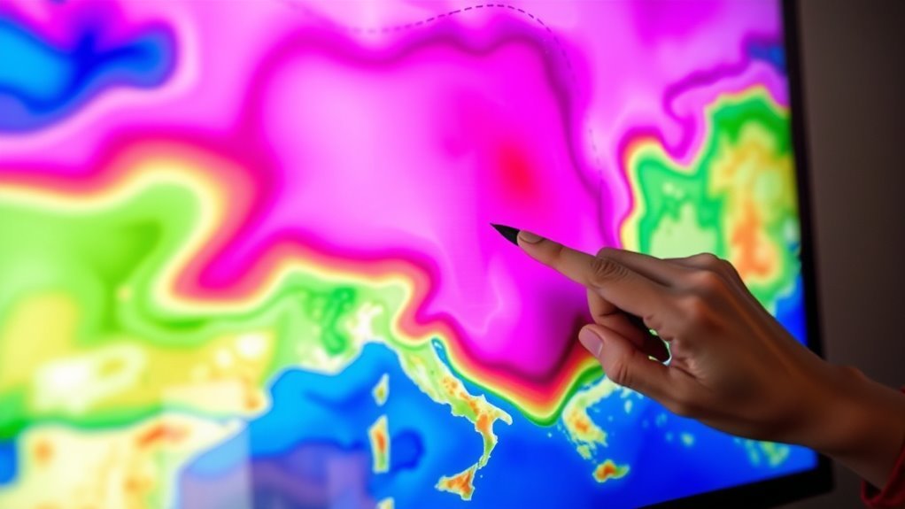 weather map pink significance