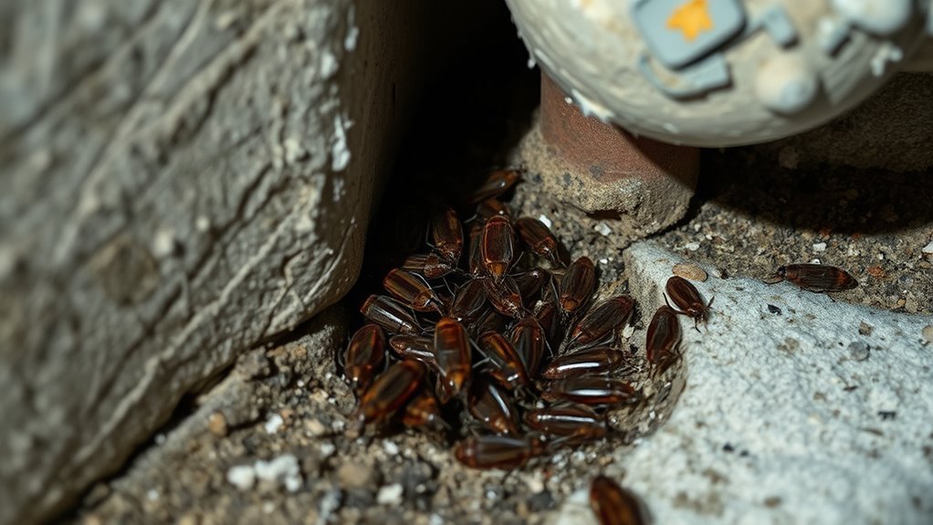winter cockroach hiding spots