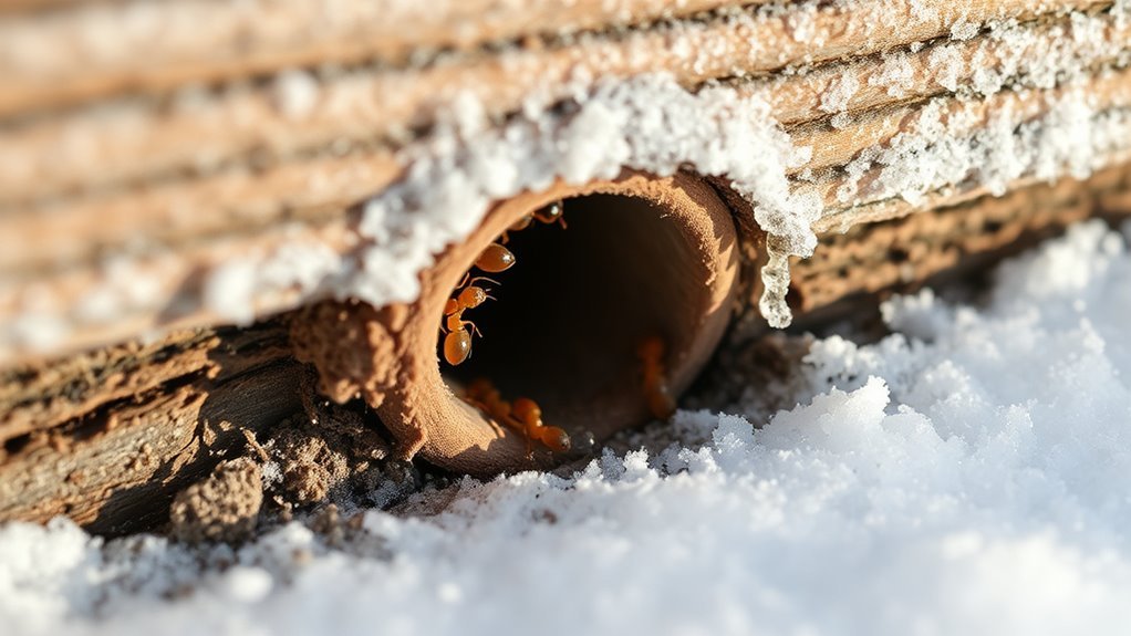 winter termite activity signs